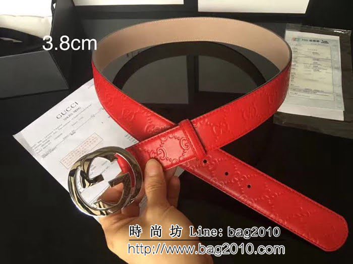 古馳CUCCI 頭層小牛皮壓花 純銅扣 原單經典男士皮帶 GHG1041